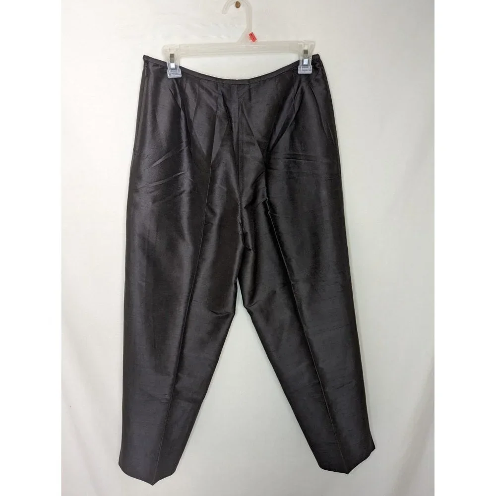 Talbots‎ Womens Silk Trouser Pants High Rise Straight Leg Black Size 10 Petite